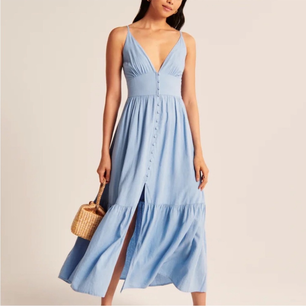 Abercrombie Maxi Linen Blend Dress in Black